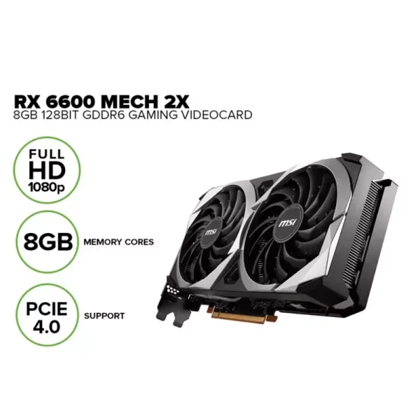 کارت گرافیک MSI RX 6600 با گارانتی 1 ساله MSI AMD Radeon RX 6600 8G GDDR6 Graphics Card